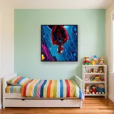 Upside-Down Web Hero in the Rain – Kids room
