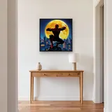 Spider-Man Silhouette Against Giant Moon – Hallway