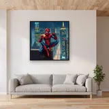 Spider-Man Rooftop Sandwich at Night – displayed in a living room