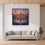 Golden Domes at Dawn Reflection – displayed in a living room