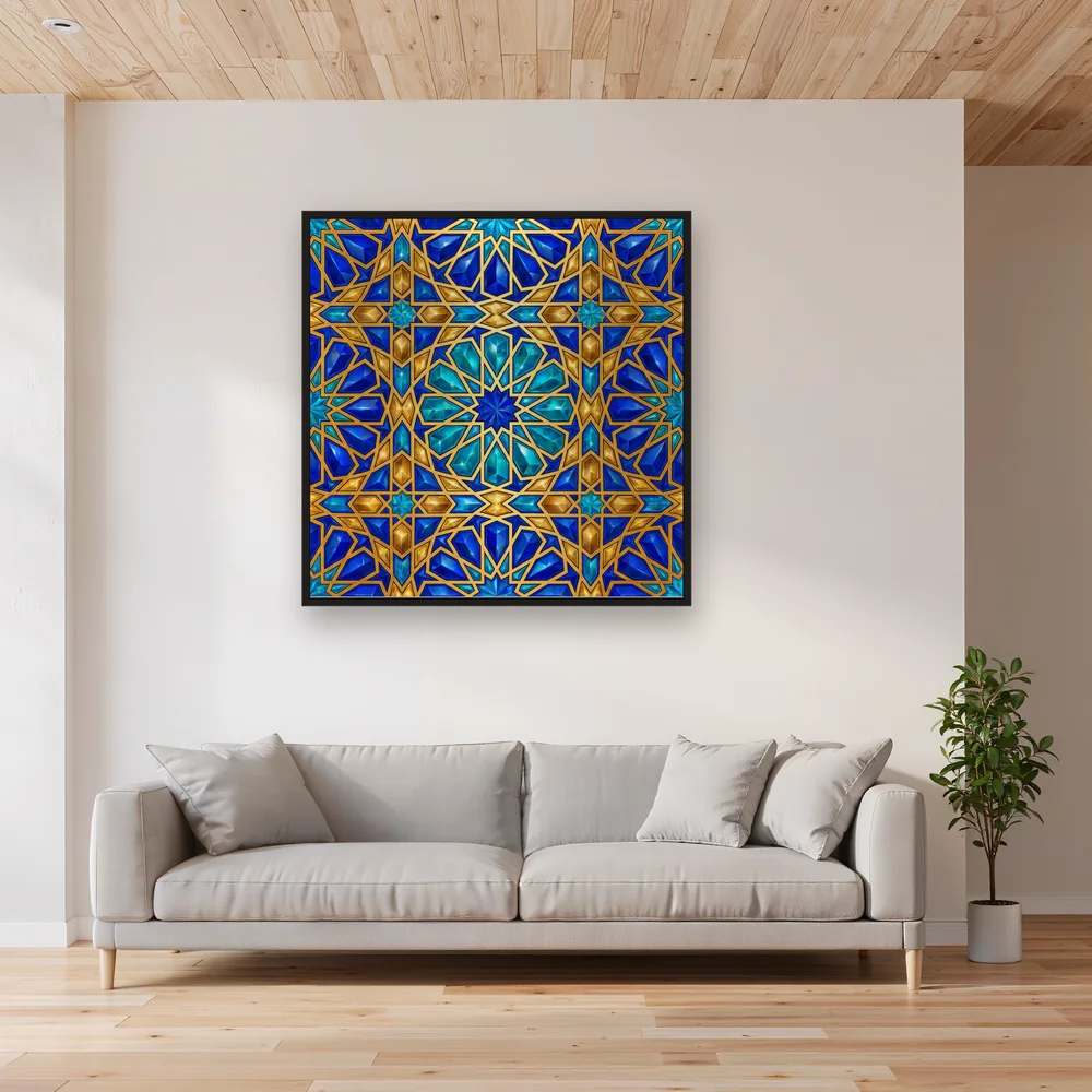 Eight-Pointed Star Mosaic in Turquoise – Living room