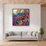 Joyful Pirate Crew at Sea – displayed in a living room