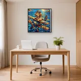 Golden Aviator Pup Over Ocean – Office