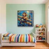 Golden Aviator Pup Over Ocean – Kids room
