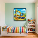 Yellow Construction Pup with Digger – Kids room