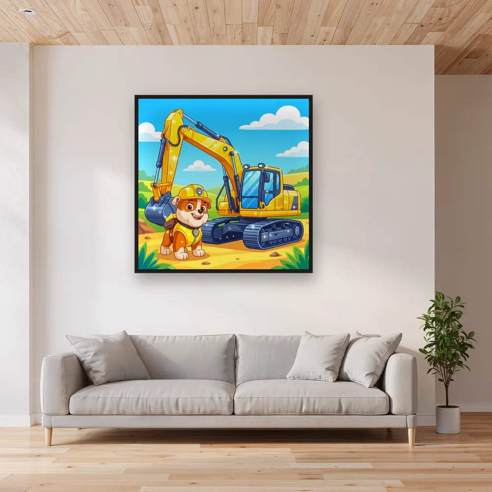 Yellow Construction Pup with Digger – Living room