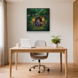 Blue-Armored Adventurer at Torchlit Cave – Office
