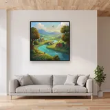 Caped Travelers by Winding River – displayed in a living room
