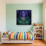 Green Forest Creature Under Crescent Moon – Kids room