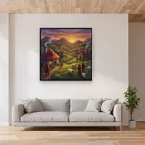 Sunset Hillside Cottage Village – displayed in a living room