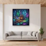 Glowing Crystal Cavern Mine Cart – displayed in a living room