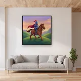 Blue Armor Knight at Dawn – displayed in a living room