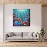 Glowing Blue Squid Coral Reef – displayed in a living room