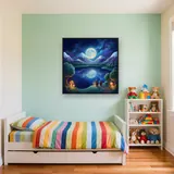 Moonlit Mountain Lake Adventure – Kids room