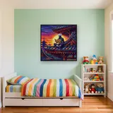 Masked Silver-Haired Ninja Reading at Sunset – Kids room