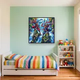Rival Ninjas on Waterfall Statues – Kids room