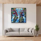 Rival Ninjas on Waterfall Statues – displayed in a living room