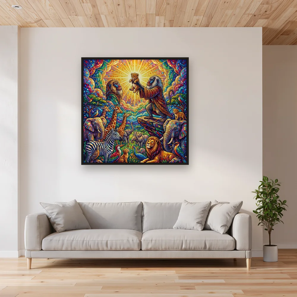 Mandrill Presenting Cub to Sun – Living room