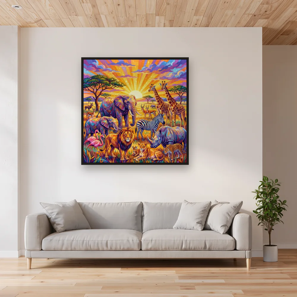 Savannah Sunrise African Wildlife Assembly – Living room