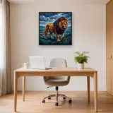 Majestic Lion Walking in Rain – Office