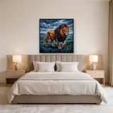 Majestic Lion Walking in Rain – Bedroom