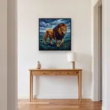 Majestic Lion Walking in Rain – Hallway