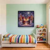 Lantern Gnomes in Snowy Christmas Village – Kids room