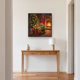 Gray-Bearded Gnome Hugging Red Gift – Hallway