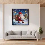 Santa Gnome with Toy Sack – displayed in a living room