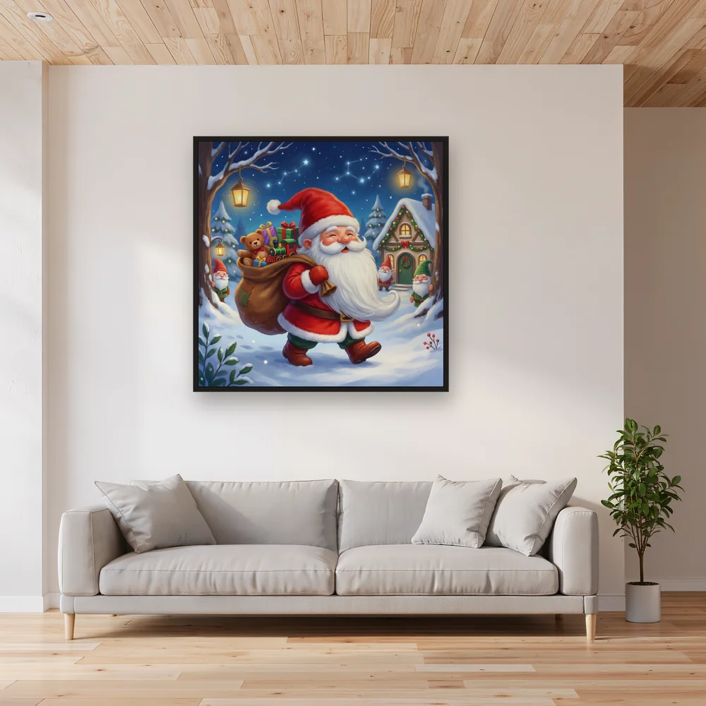 Santa Gnome with Toy Sack – Living room
