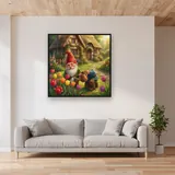 Tulip Garden Gnome with Watering Can – displayed in a living room