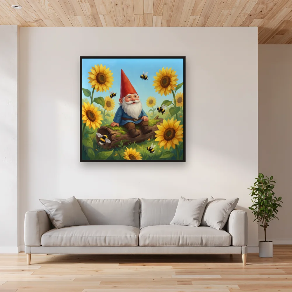 Sunflower Garden Gnome with Busy Bees – Living room