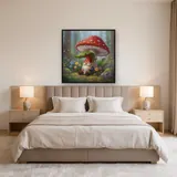 Rainy Day Gnome Beneath Red Toadstool – Bedroom
