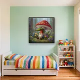 Rainy Day Gnome Beneath Red Toadstool – Kids room