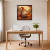 Golden Autumn Gnome Among Pumpkins – Office