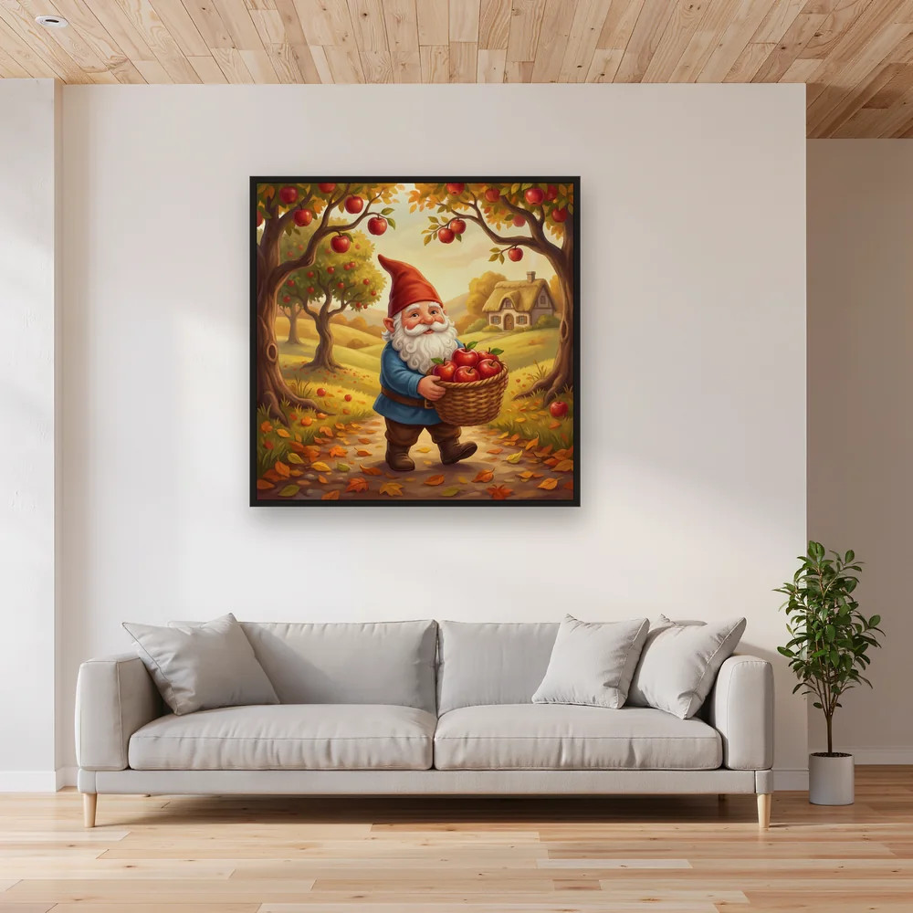Autumn Orchard Gnome with Apples – Living room
