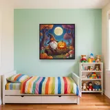 Moonlit Halloween Gnome with Jack-o'-Lantern – Kids room