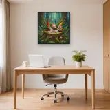 Three Gnomes' Picnic Tea on a Mossy Stump – Office