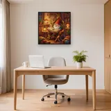 Candlelit Storybook Gnome in a Tree-Root Home – Office