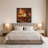 Candlelit Storybook Gnome in a Tree-Root Home – Bedroom