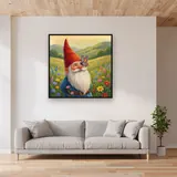 Spring Meadow Gnome with Butterfly – displayed in a living room