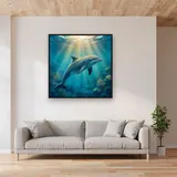 Sunlit Dolphin Beneath the Waves – displayed in a living room