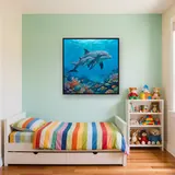 Mother and Calf Over Coral Reef – Kids room