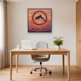 Dolphin Leaping Through Sunset Ring – Office