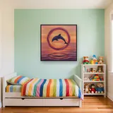 Dolphin Leaping Through Sunset Ring – Kids room