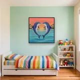 Tropical Sunset Dolphin Heart – Kids room