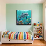 Dolphin Among Tropical Fish and Turtles – Kids room