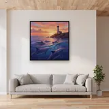 Dawn Lighthouse Dolphin Pod – displayed in a living room