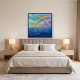 Six Dolphins Beneath a Double Rainbow – Bedroom