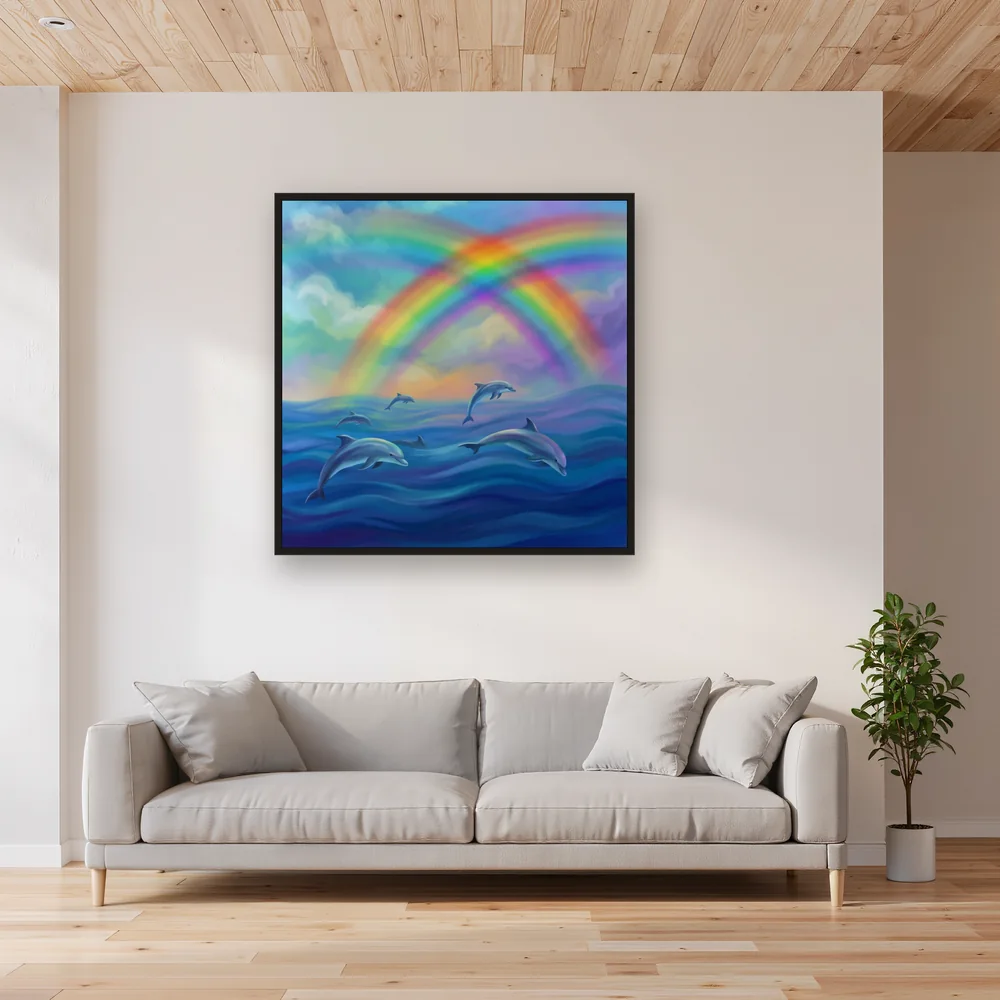 Six Dolphins Beneath a Double Rainbow – Living room